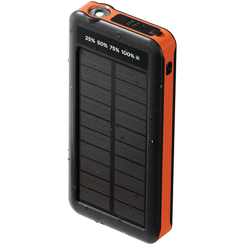 ChargeWorx Solar Power Bank with Wireless Charging and Built-In Cables (16000 mAh)
