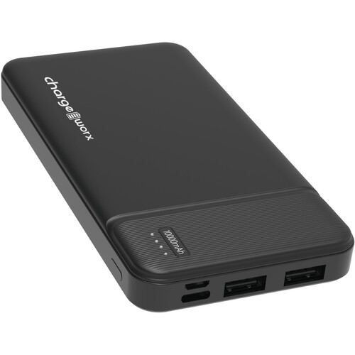 ChargeWorx Dual USB Slim Power Bank (10000mAh Black)