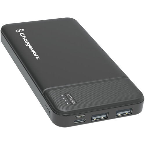 ChargeWorx Dual USB Glass Power Bank (10000 mAh Black)
