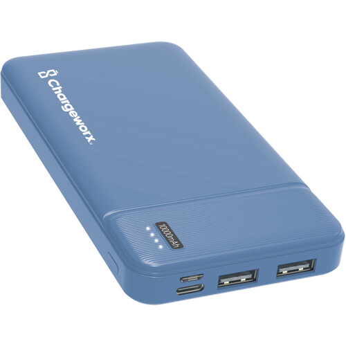 ChargeWorx Dual USB Glass Power Bank (10000 mAh Bluestone)