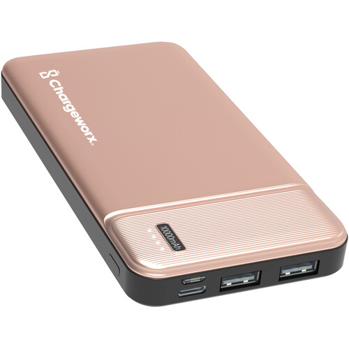 ChargeWorx Dual USB Glass Power Bank (10000 mAh Rose Gold)