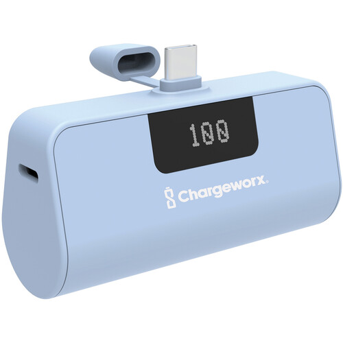 ChargeWorx USB-C Mini Capsule Power Bank (5000mAh Coral Blue)