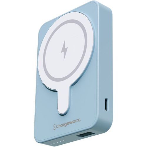 ChargeWorx Wireless Power Bank with Credit Card Holder (5000mAh Coral Blue)