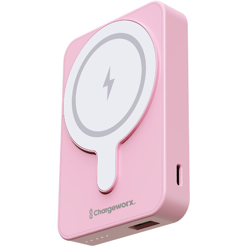 ChargeWorx Wireless Power Bank with Credit Card Holder (5000mAh Pink)
