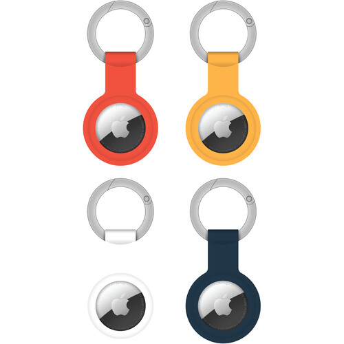 ChargeWorx Tracking Keychain for Apple AirTag (4-Pack Black White Red and Yellow)