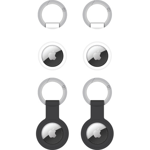 ChargeWorx Tracking Keychain for Apple AirTag (4-Pack 2 Black and 2 White)