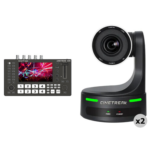 CineTreak CT-PT20 NDI PTZ 2-Camera Kit with HDMI/SDI Video Switcher
