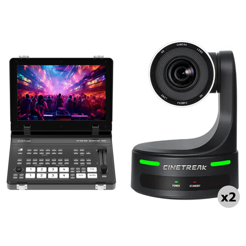 CineTreak CT-PT20 NDI PTZ 2-Camera Kit with HDMI/SDI Video Field Switcher