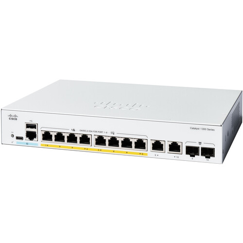 Cisco Catalyst C1300-8FP-2G 8-Port Gigabit PoE+ Compliant Managed Network Switch (120W)