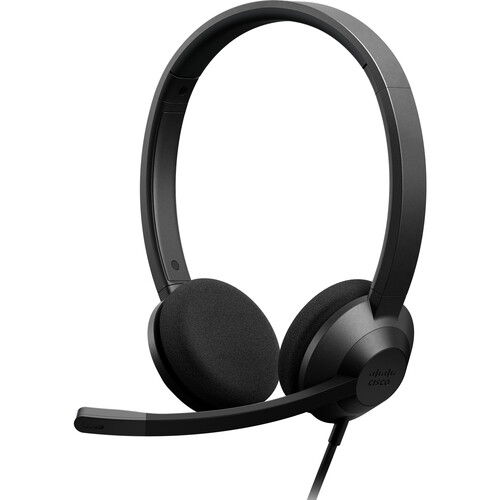 Cisco 322 Wired Dual Headset On-Ear with USB-A Connection (Carbon Black)