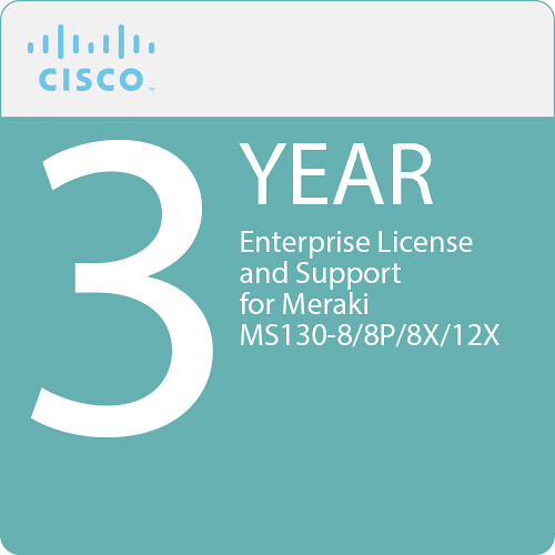 Cisco 3-Year Enterprise License and Support for Meraki MS130-8/8P/8X/12X