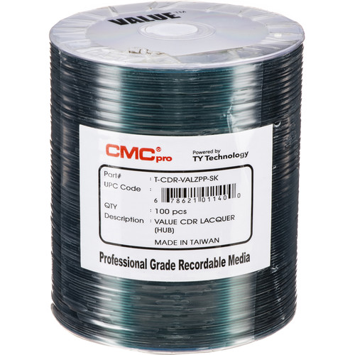 CMC Pro Valueline 700MB CD-R Silver Thermal Lacquer Hub-Printable 52x Discs (100-Pack)