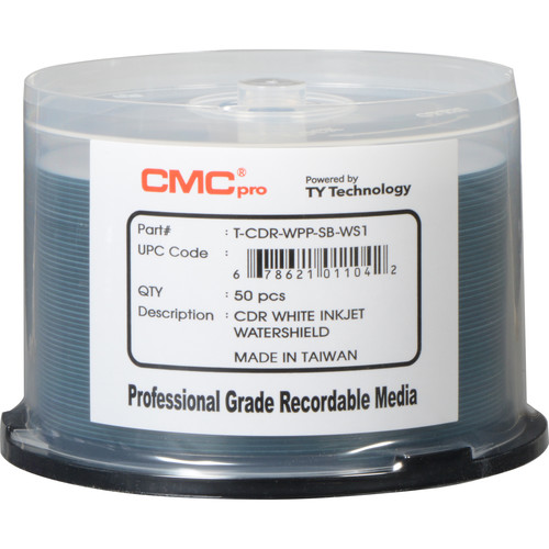 CMC Pro 700MB CD-R WaterShield Printable 48x Discs (50-Pack White Finish)