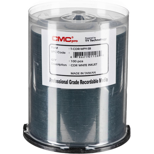CMC Pro 700MB CD-R Inkjet-Printable 48x Discs (100-Disc Cakebox)