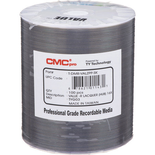 CMC Pro DVD-R 4.7GB 16x Value Shiny Silver Lacquer Discs (100-Pack)