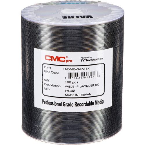 CMC Pro DVD-R 4.7GB 8x Value Shiny Silver Lacquer Discs (100-Pack)