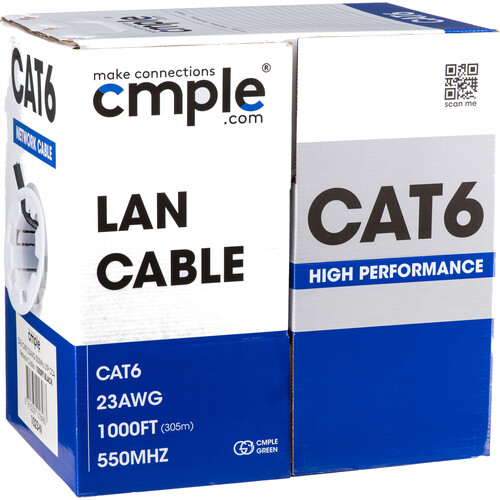 Cmple Cat6 Bulk Ethernet/LAN Cable (1000' Black)
