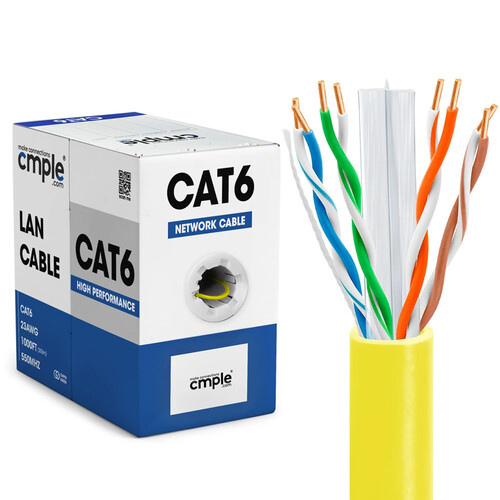 Cmple Cat6 Bulk Ethernet/LAN Cable (1000' Yellow)