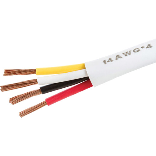 Cmple 14 AWG CL2 Rated 4-Conductor Speaker Cable for In-Wall Installation (White 100')