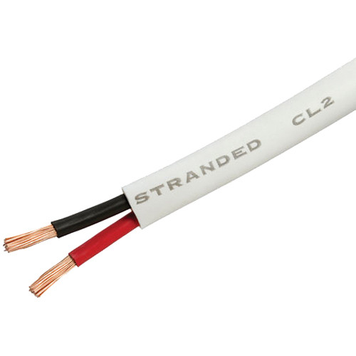 Cmple 16 AWG CL2 Rated 2-Conductor Speaker Cable for In-Wall Installation (White 250')