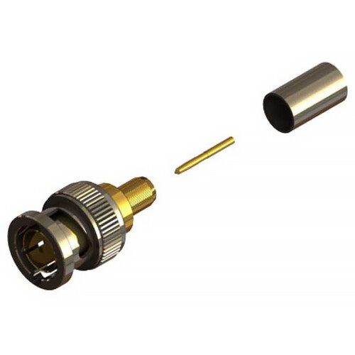 COAX Connectors BNC Ultra-HD Crimp/Crimp 12G Plug for Belden 1505A (100-Pack)