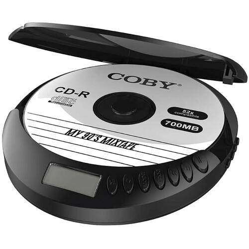 Coby CD201BK Portable Rechargeable Anti-Skip CD Player with Bluetooth