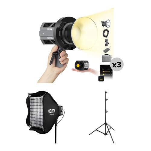 COLBOR CL100X Bi-Color LED Video Monolight (Studio 3-Light Kit)