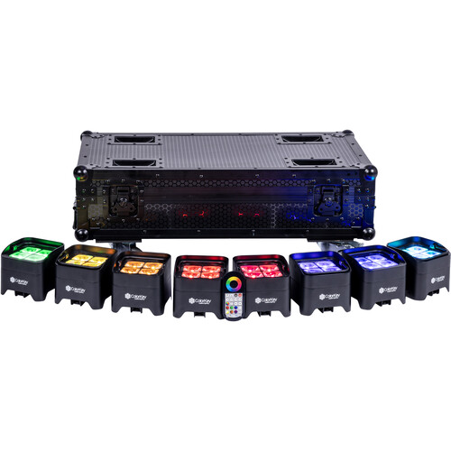 ColorKey MobilePar Mini Hex 4 MKII Wireless Battery-Powered RGBAW+UV LED Fixture with Charge Case (8-Pack)