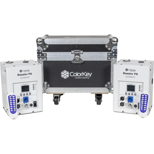 ColorKey Dazzler FX MK2 Cold Spark Machines with Road Case (White 2-Pack)