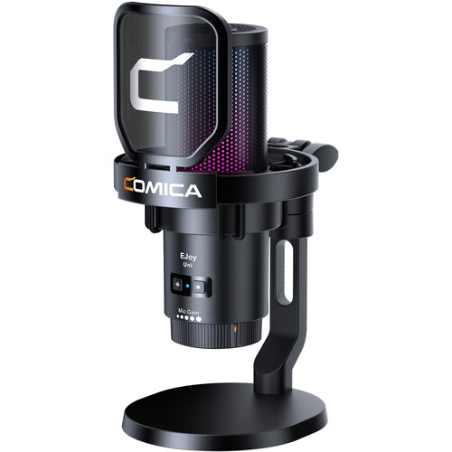 Comica Audio EJoy Uni D RGB Cardioid Condenser USB-C Microphone with Desktop Stand (Black)
