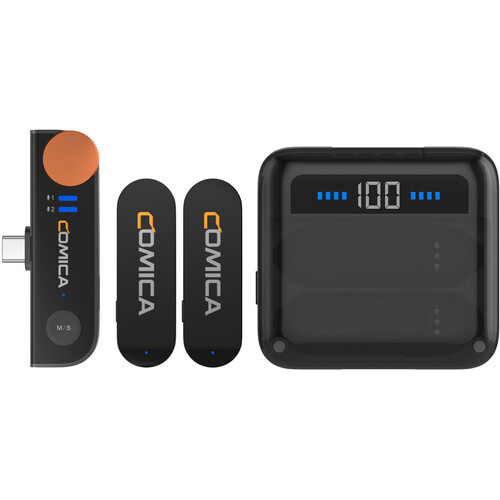 Comica Audio Vimo S UC 2-Person Wireless Microphone System with USB-C Connector for Mobile Devices (Black 2.4 GHz)