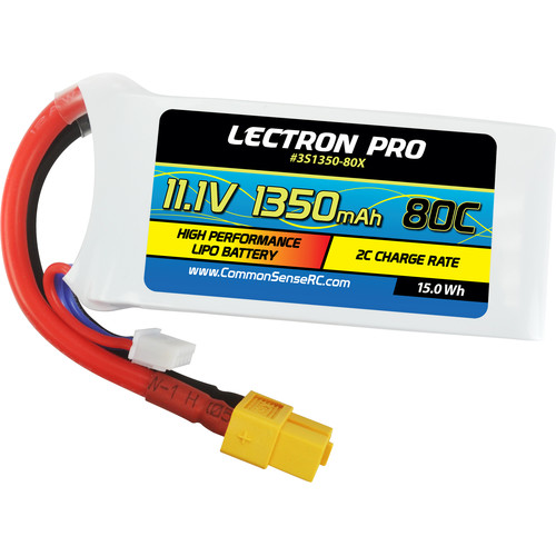 Common Sense RC Lectron Pro 1350mAh 80C LiPo Battery with XT60 Connector for FPV Racers (3-Cell 11.1V)