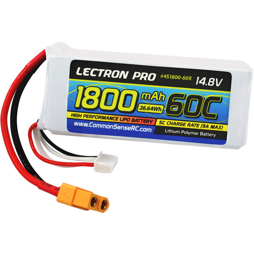 Common Sense RC Lectron Pro 1800mAh LiPo Battery for FPV Racers & EDF Jets (14.8V 60C)