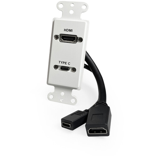 Comprehensive HDMI and USB Type-C Pigtail Wall Plate (White)