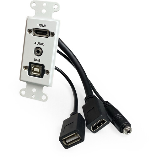 Comprehensive HDMI USB Type-B and 3.5mm Pigtail Pass-Through Wall Plate (White)
