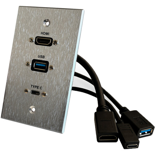 Comprehensive HDMI USB-A and USB-C Pass-Through Single-Gang Aluminum Wall Plate
