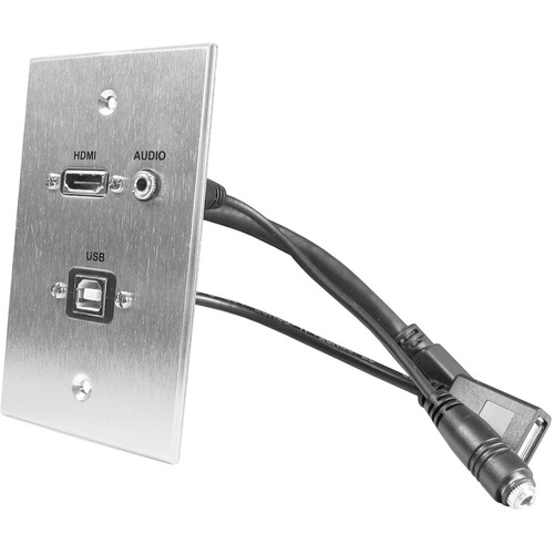 Comprehensive HDMI USB 3.5mm Audio Single-Gang Aluminum Wall Plate with Pigtail