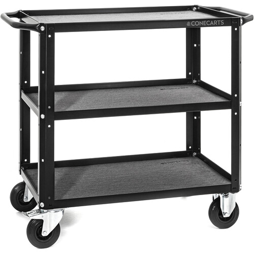 ConeCarts Small 3-Shelf Cart with Gray Moquette & ConeCarts Embroidered Logo