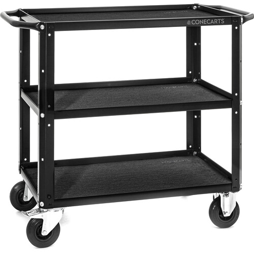 ConeCarts Small 3-Shelf Cart with Black Moquette & ConeCarts Embroidered Logo