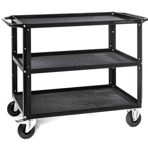 ConeCarts Large 3-Shelf Cart with Black Moquette & ConeCarts Embroidered Logo