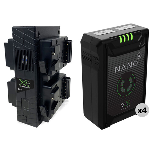 Core SWX Compact NANO Micro 50 4-Battery + Quad Charger Kit (V-Mount)