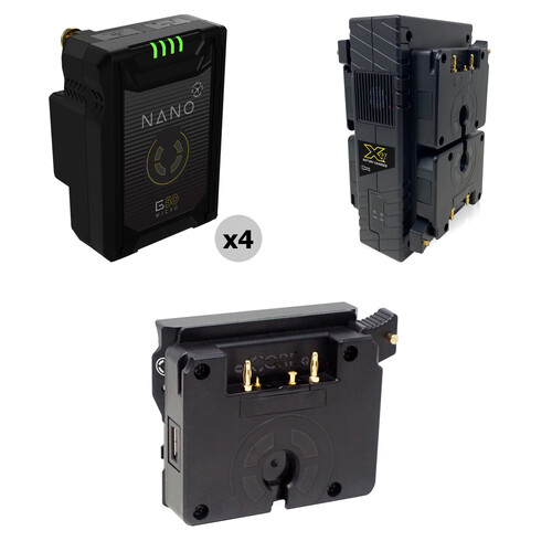 Core SWX NANO Micro 50 Li-Ion 4 x Batteries + Quad Charger Kit for RED KOMODO (Gold Mount)