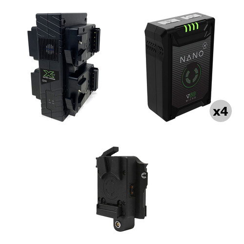 Core SWX NANO Micro 50 Li-Ion 4 x Batteries + Quad Charger Kit for RED KOMODO (V-Mount)