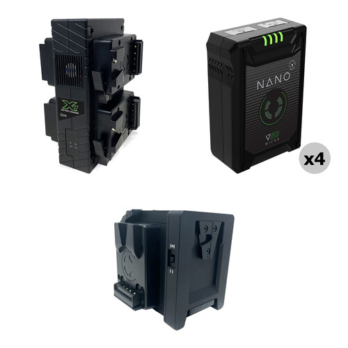 Core SWX Compact NANO Micro 50 4 x Batteries + Quad Charger + Sharkfin Kit (V-Mount)