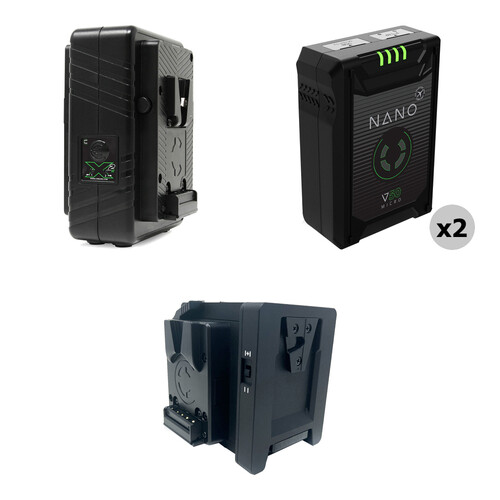 Core SWX NANO Micro 50 Li-Ion 2 x Batteries + Dual Charger + Sharkfin Kit (V-Mount)