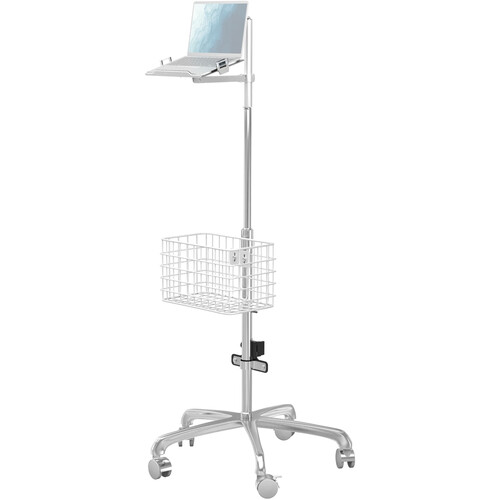 CTA Digital Medical Rolling Cart with Laptop Arm & Storage Basket