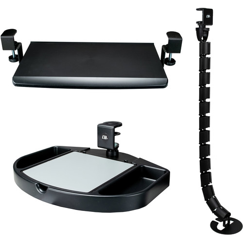 CTA Digital Desk Add-On Bundle with Keyboard Tray Desk Organizer & Cable Routing Column