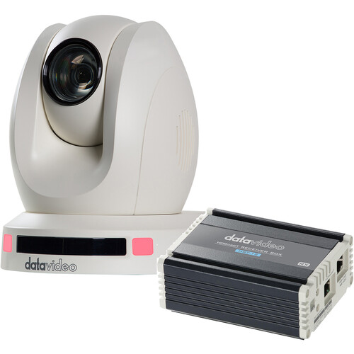 Datavideo HDBaseT PTZ Camera with 20x Optical Zoom and HBT-12 HDBaseT Receiver Box (White)