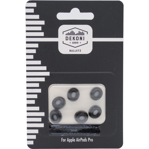 Dekoni Audio Bulletz Memory Foam Isolation Earphone Tips for Apple AirPods Pro 1 and 2 (Medium Black 3 Pairs)