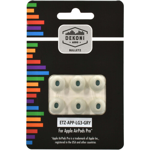 Dekoni Audio Bulletz Memory Foam Isolation Earphone Tips for Apple AirPods Pro 1 and 2 (Extra-Large Black 3 Pairs)